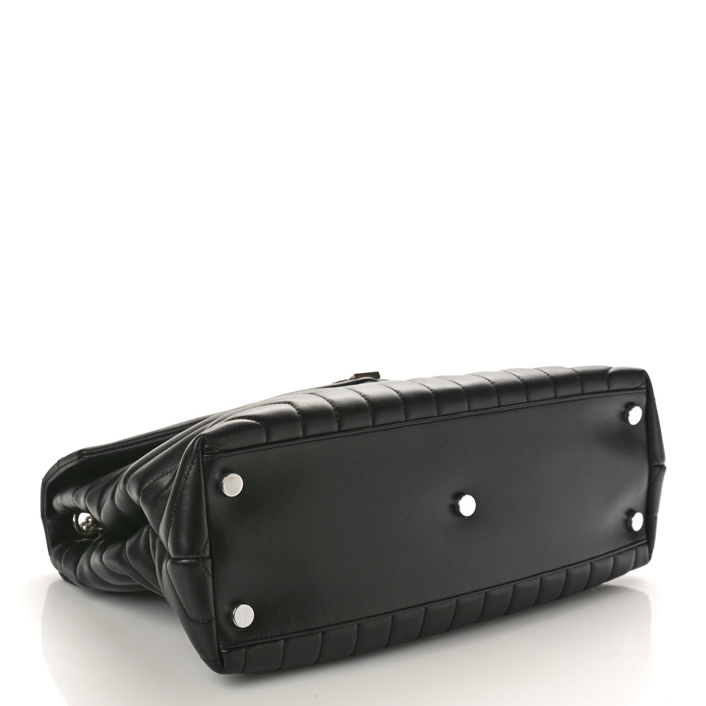 Calfskin Y Quilted Monogram Large Loulou Chain Satchel Black