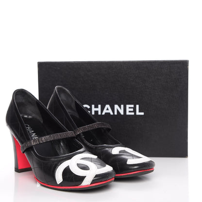 Chanel Calfskin Quilted Cambon Pumps 39.5 Black White 14 of 14