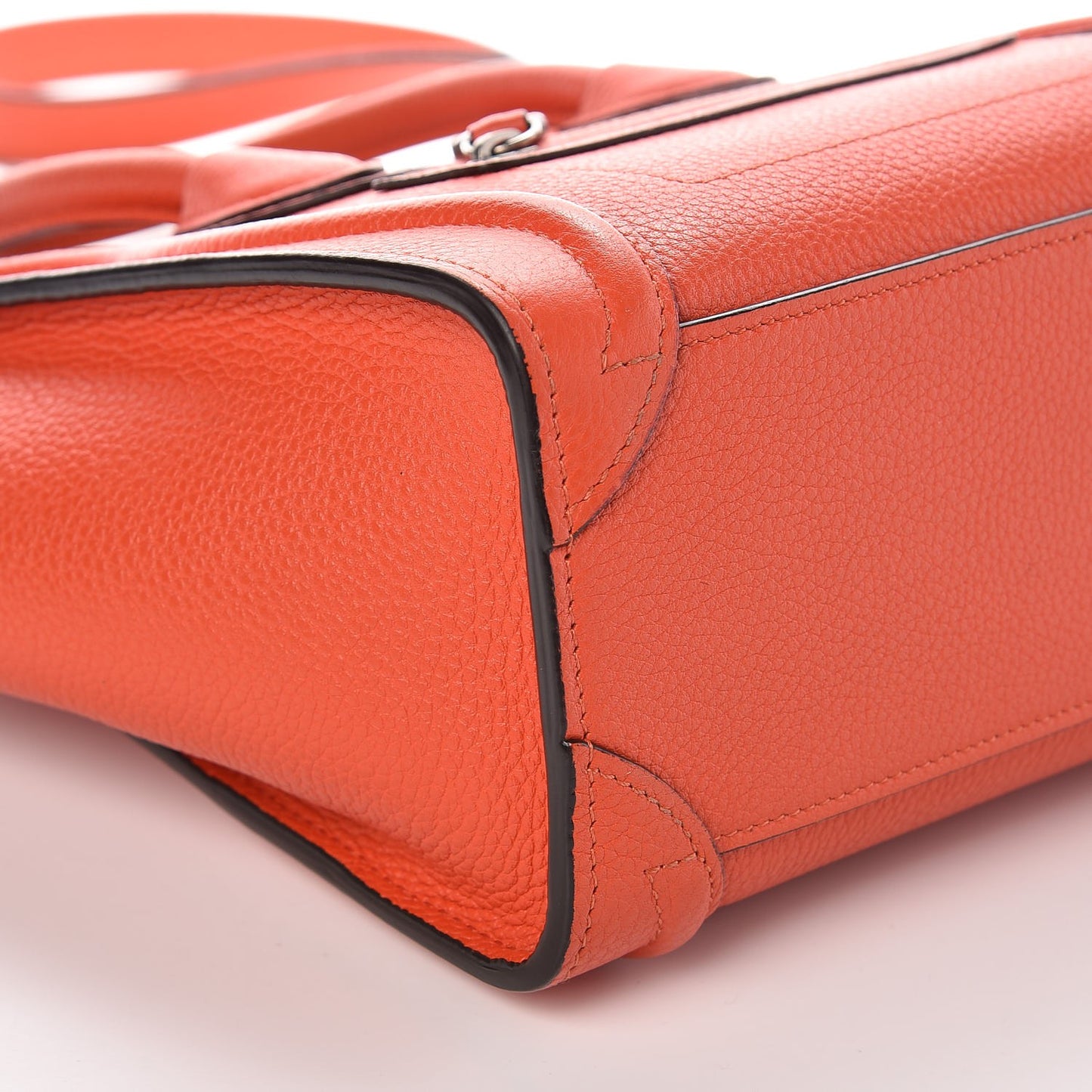 Drummed Calfskin Nano Luggage Vermillion