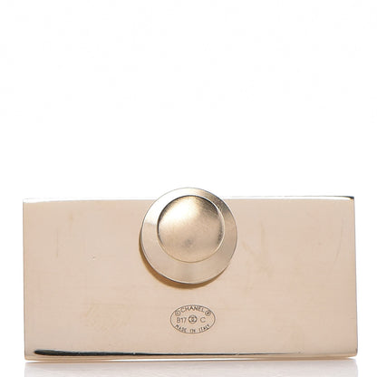 Chanel Metal Resin Pearl Coco License Plate Brooch Black Gold 3 of 5
