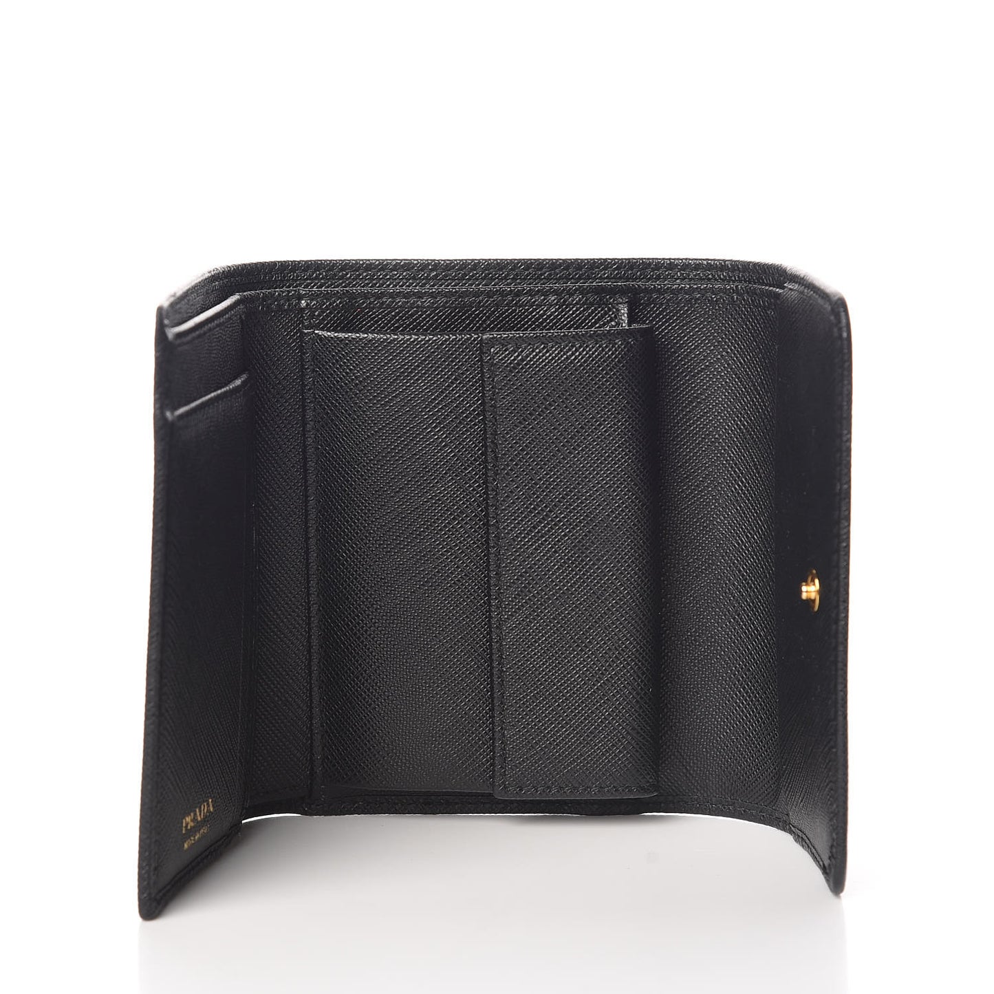 Saffiano Metal Tri-Fold Wallet Black