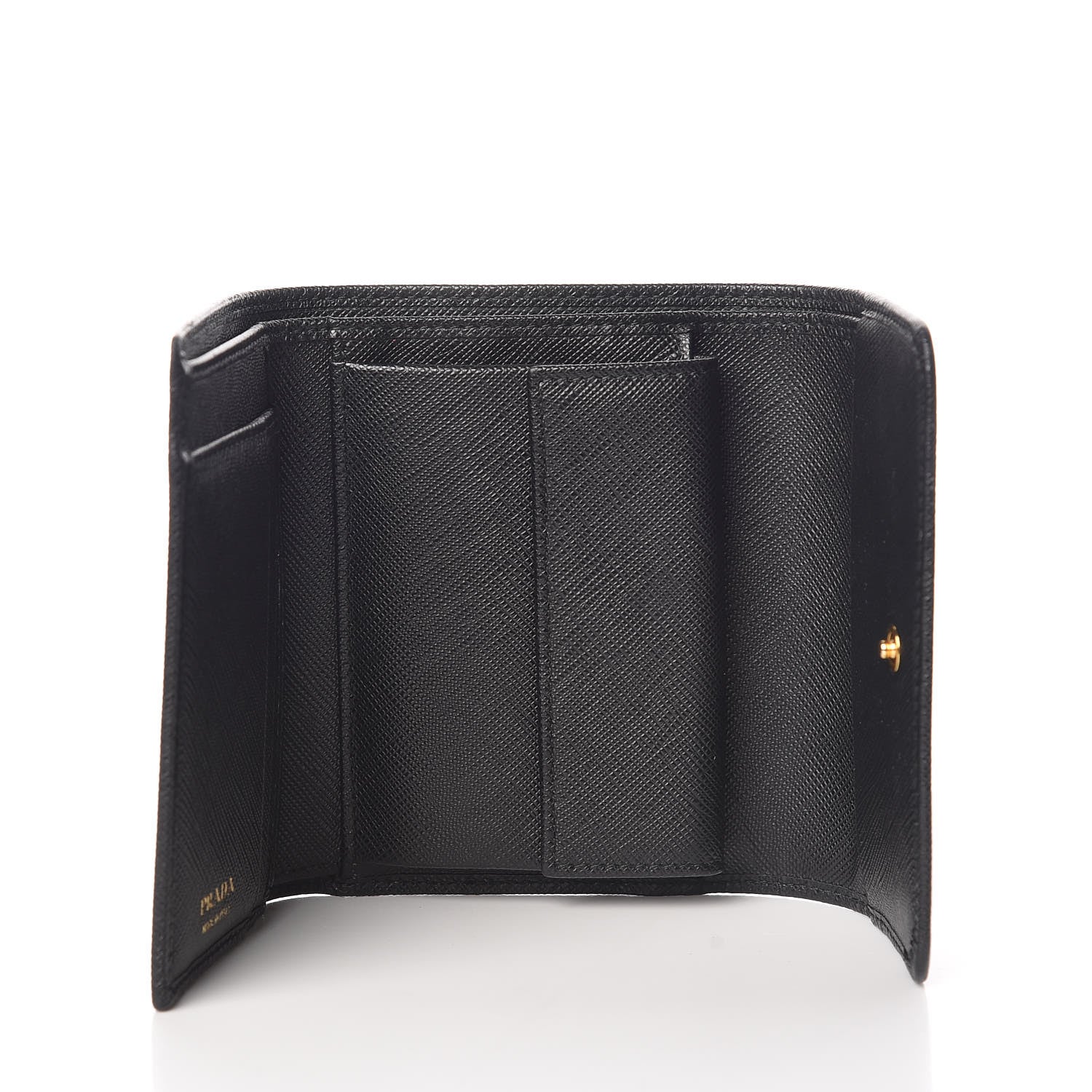 Prada Saffiano Metal Tri-Fold Wallet Black 5 of 9