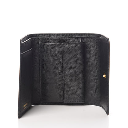 Prada Saffiano Metal Tri-Fold Wallet Black 5 of 9