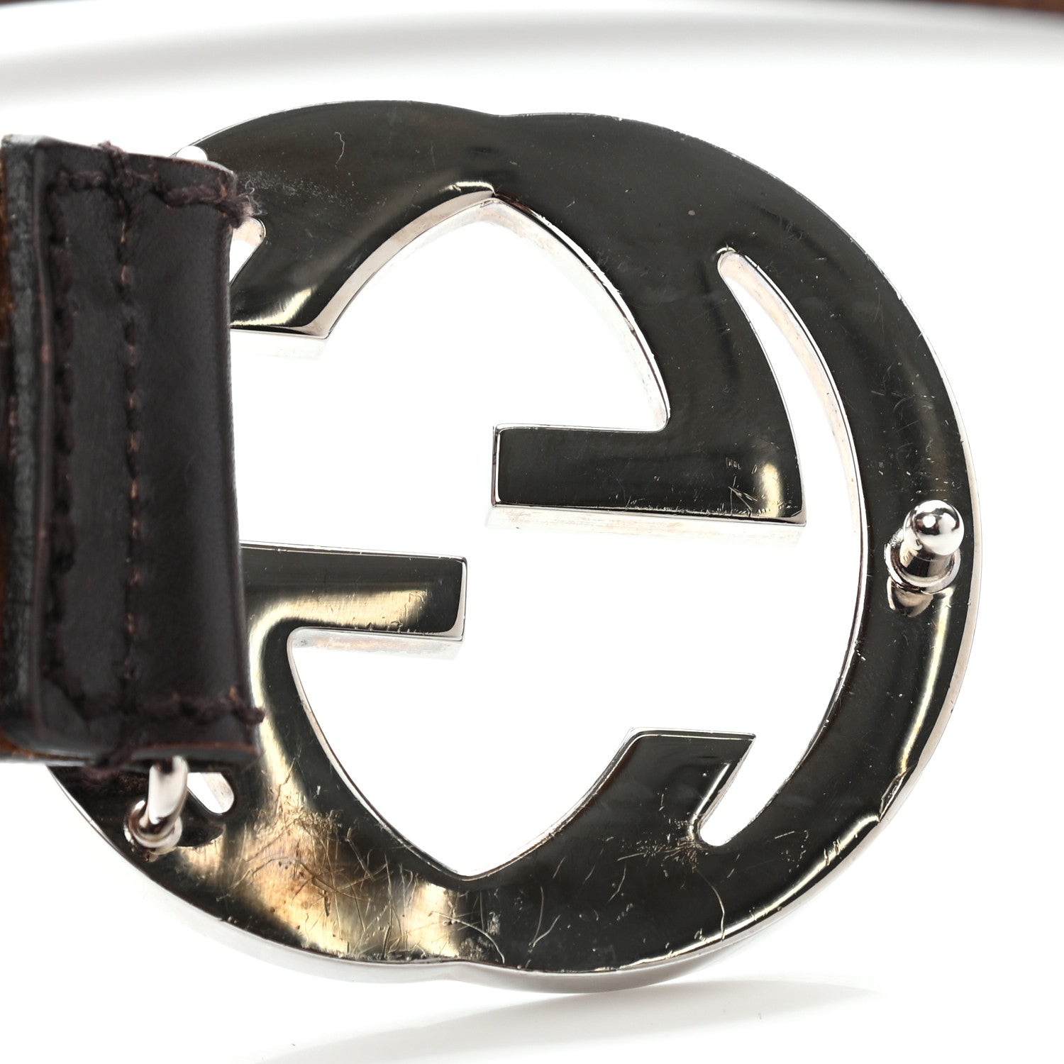 Gucci Calfskin Interlocking G 40mm Belt 85 34 Dark Brown 11 of 15