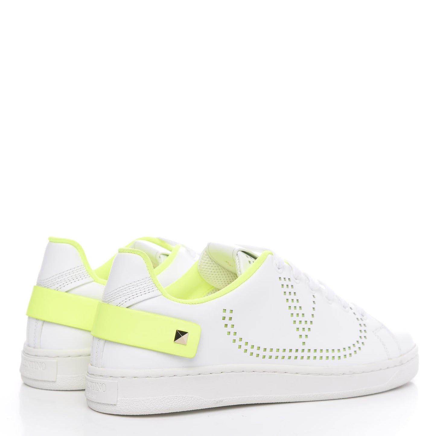Calfskin Womens Backnet Sneakers 36 White Fluo Yellow