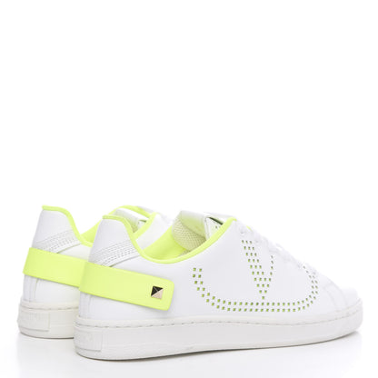 Valentino Garavani Calfskin Womens Backnet Sneakers 36 White Fluo Yellow 4 of 9