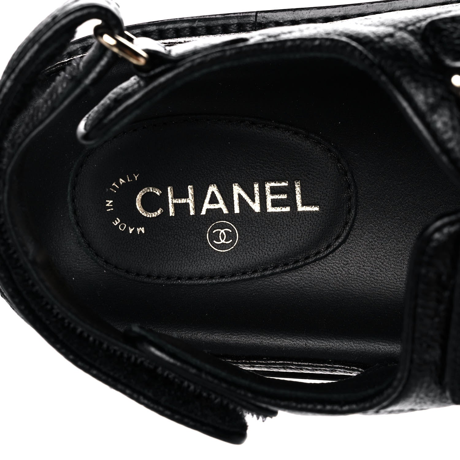 Chanel Grained Calfskin Velcro Dad Sandals 36.5 Black 7 of 9