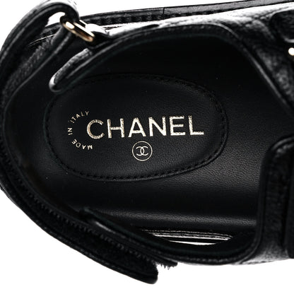 Chanel Grained Calfskin Velcro Dad Sandals 36.5 Black 7 of 9