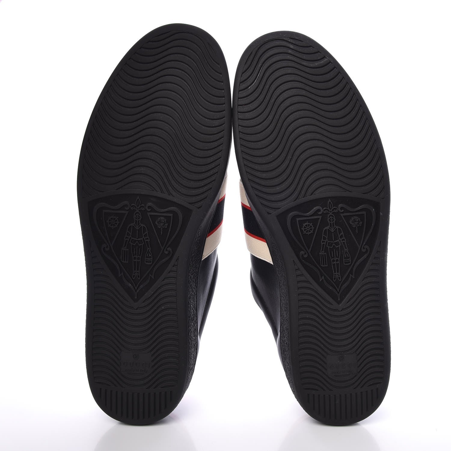 Gucci Calfskin Stripe Mens New Ace Sneakers 11 Black Ecru Red Flame 5 of 11