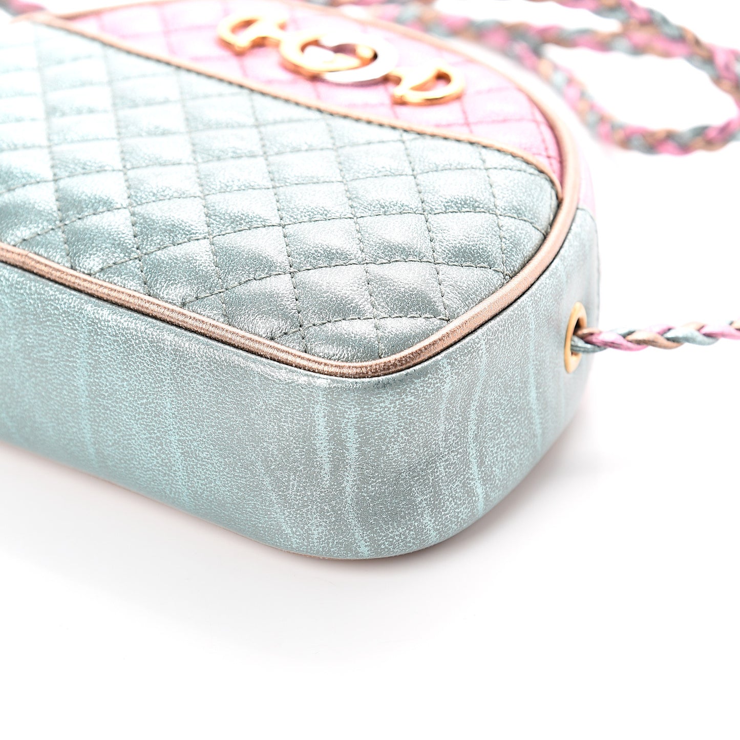 Laminated Nappa Trapuntata Mini Zumi Dome Shoulder Bag Rosa Lago Rame
