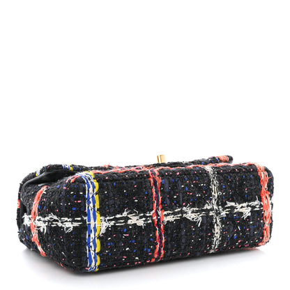 Chanel Tweed Quilted Mini Rectangular Flap Black Orange Blue 4 of 10