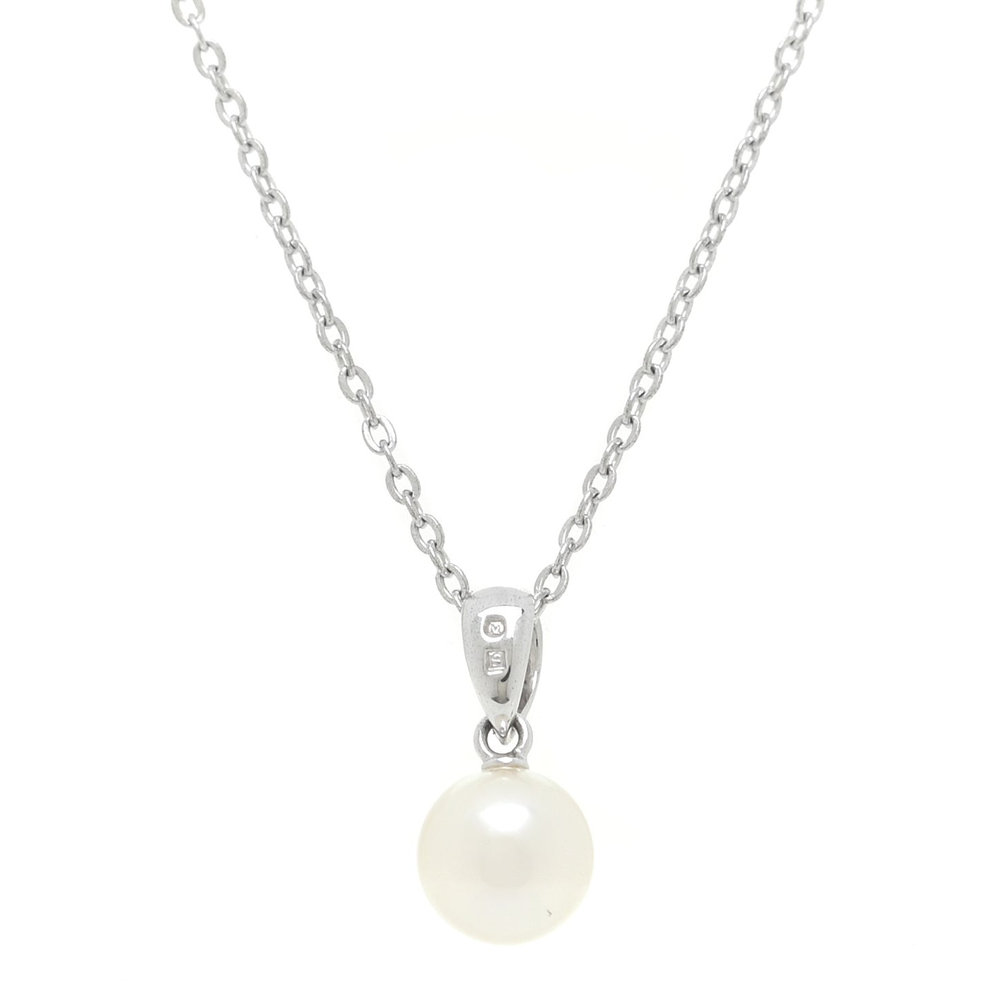 Sterling Silver Akoya Pearl 7mm Drop Pendant Necklace