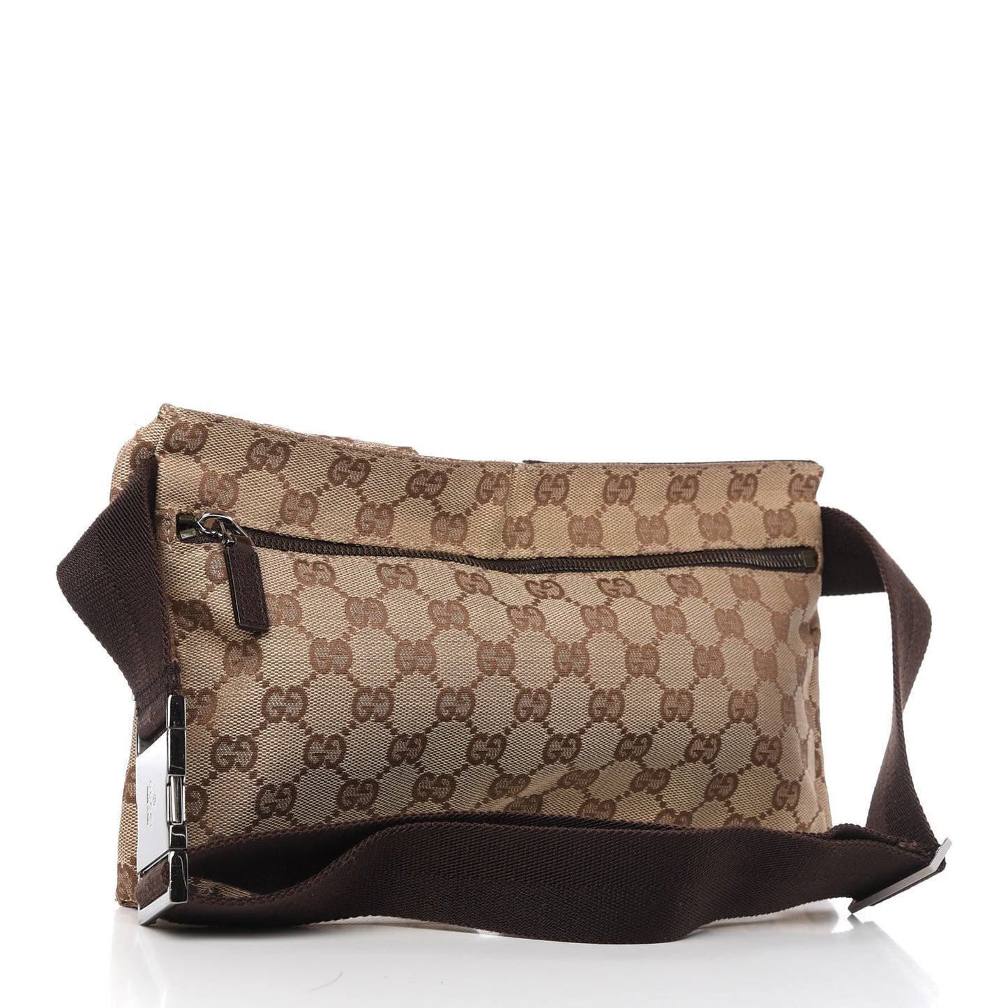 GG Monogram Double Pocket Belt Bag Dark Brown
