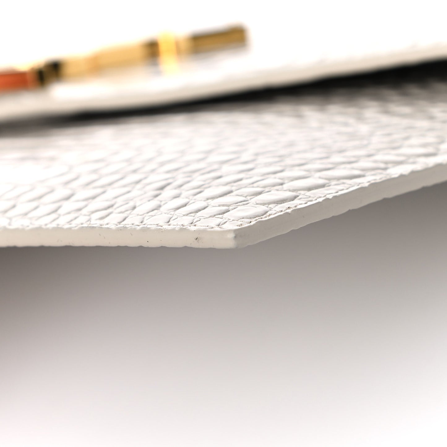 Calfskin Crocodile Embossed Uptown Monogram Pouch Crema Soft