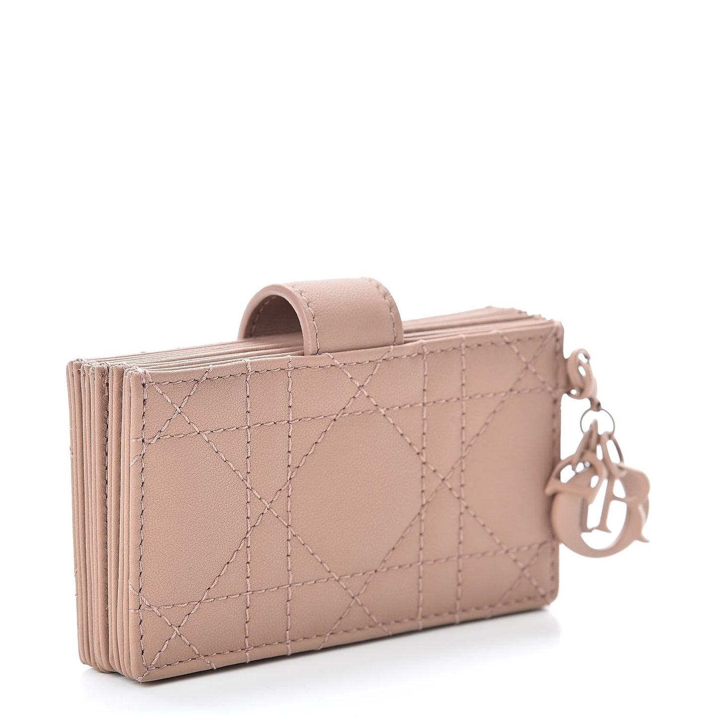 Ultra Matte Calfskin Cannage Lady Dior 5-Gusset Card Holder Blush Powder