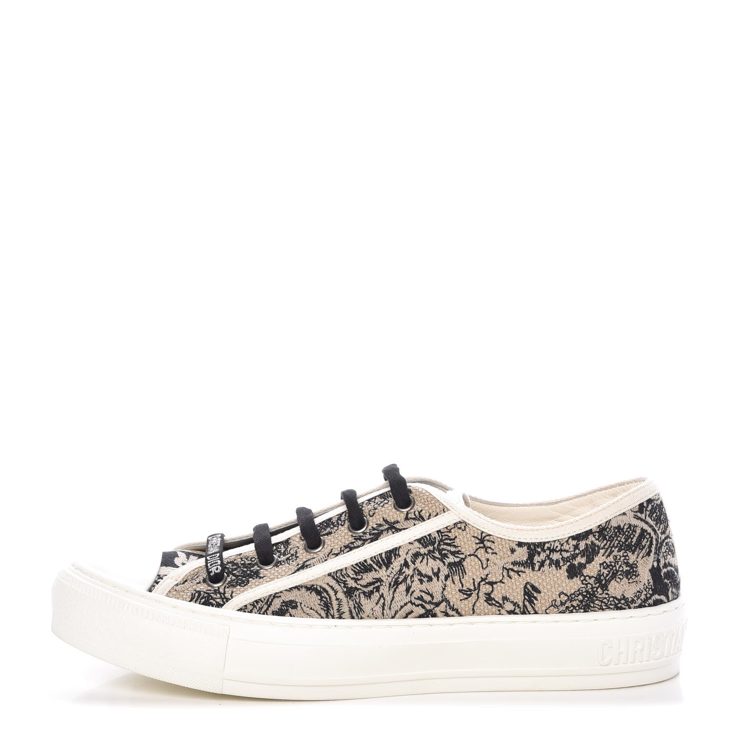 Christian Dior Canvas Toile De Jouy Embroidered Womens Walk'N'Dior Low Top Sneakers 39 Black 1 of 8