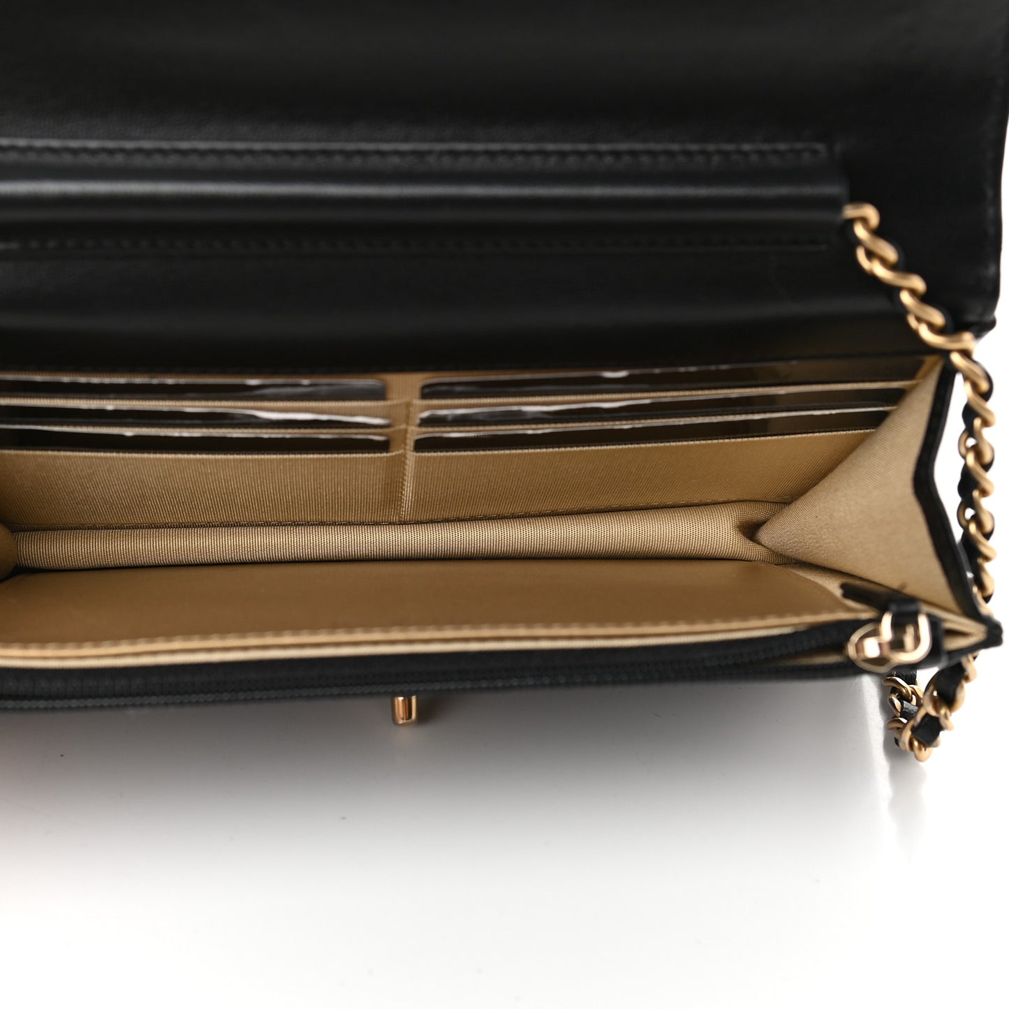 Lambskin Quilted CC Pearl Crush Wallet on Chain WOC Black