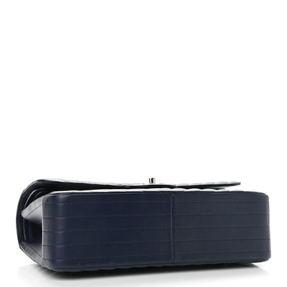 Chanel Caviar Chevron Quilted Jumbo Double Flap Navy 4 of 12