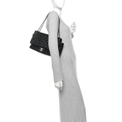 Chanel Lambskin Quilted Jumbo Coco Rain Flap Black 2 of 12