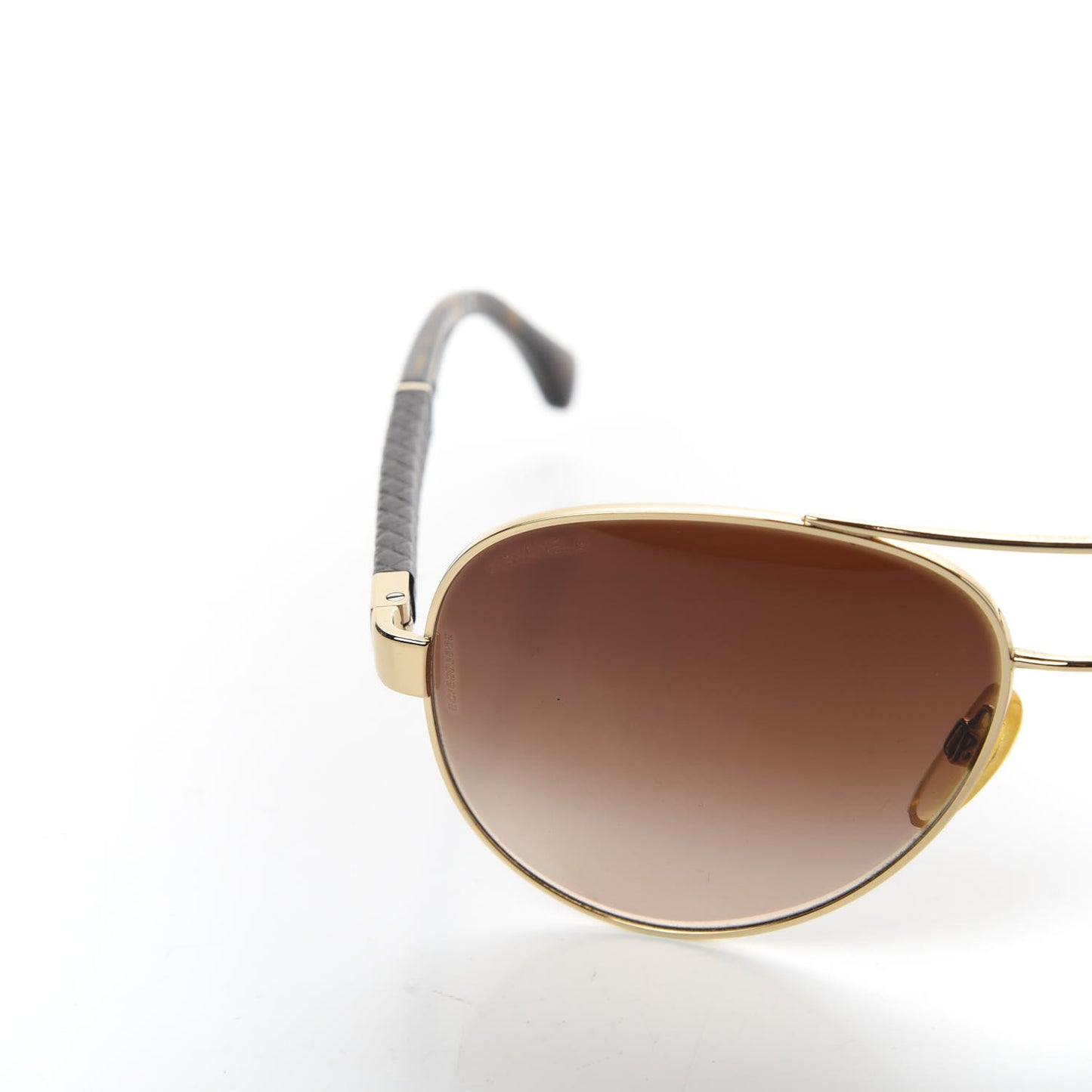 Lambskin Quilted CC Aviator Sunglasses 4195-Q Brown Gold