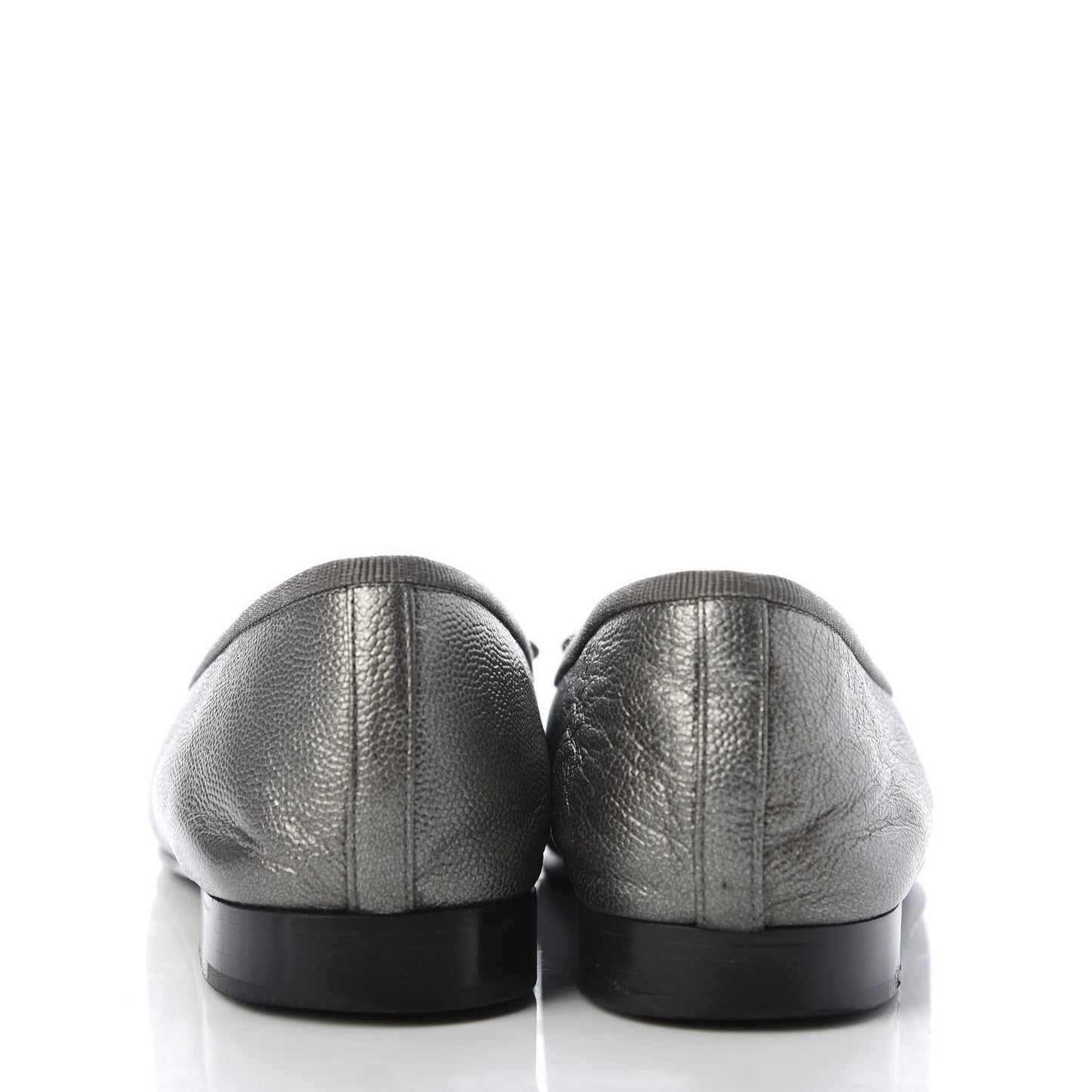 Metallic Caviar CC Cap Toe Ballerina Flats 35 Silver