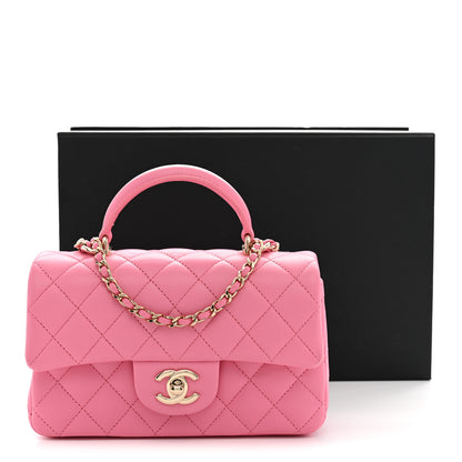 Chanel Lambskin Quilted Mini Top Handle Rectangular Flap Light Pink 12 of 12