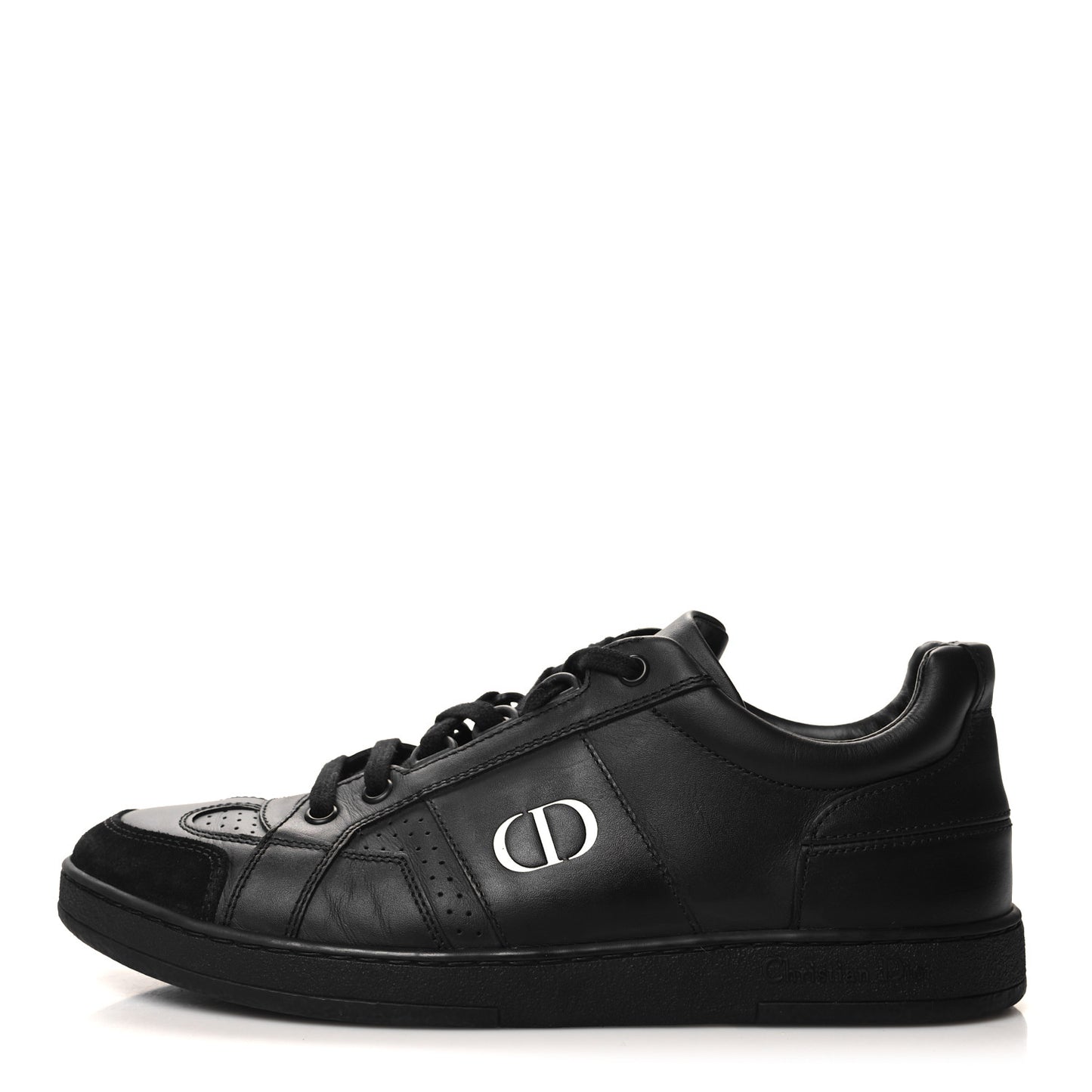 Calfskin Suede Logo Sneakers 37 Black