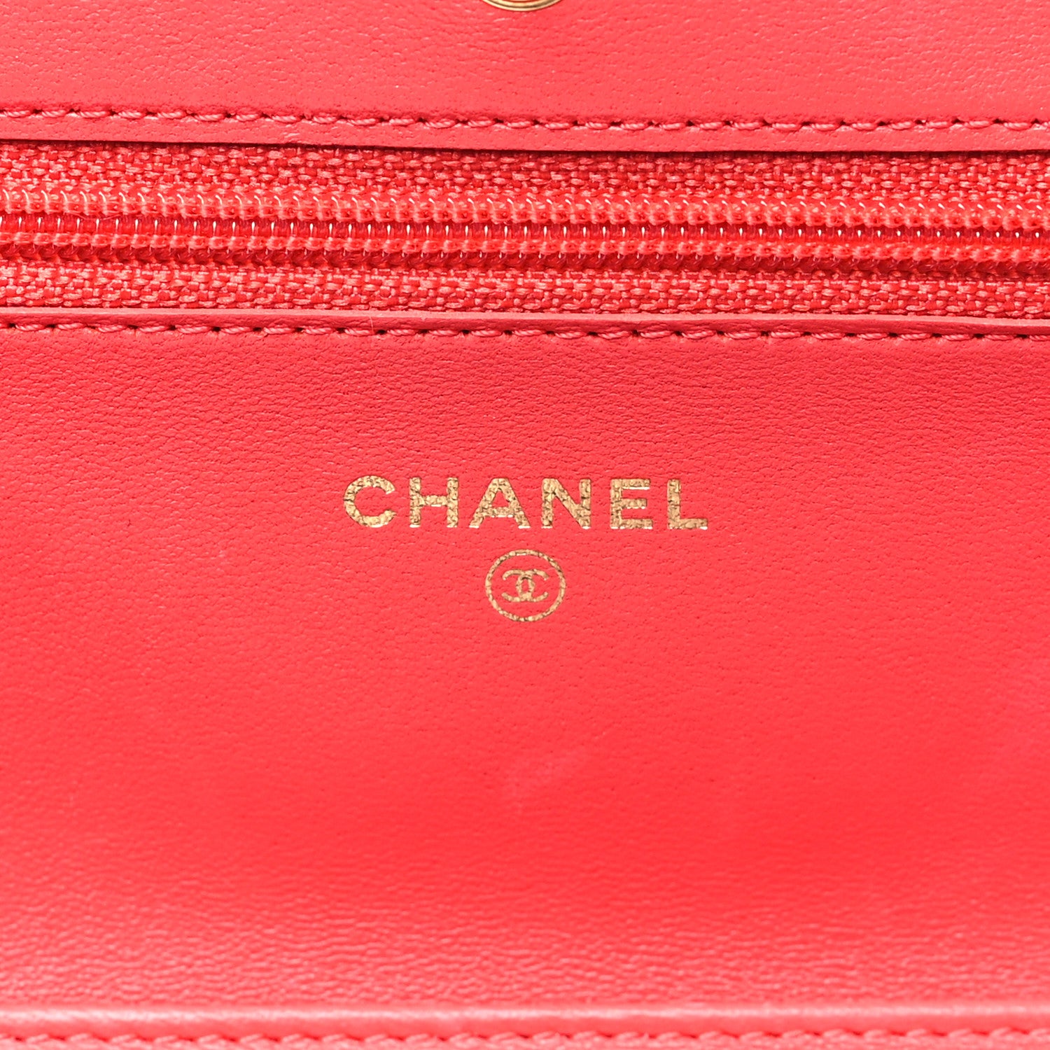 Chanel Lambskin Quilted Wallet On Chain WOC Light Red 6 of 13