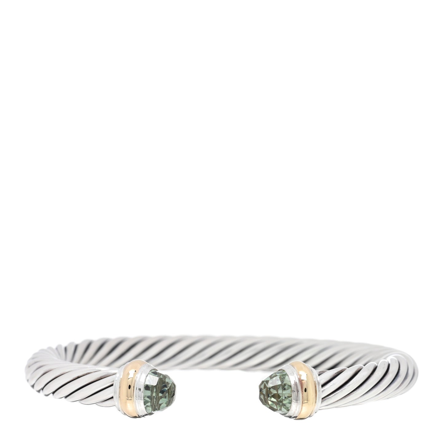 Sterling Silver 14K Yellow Gold Prasiolite 7mm Cable Classics Bracelet