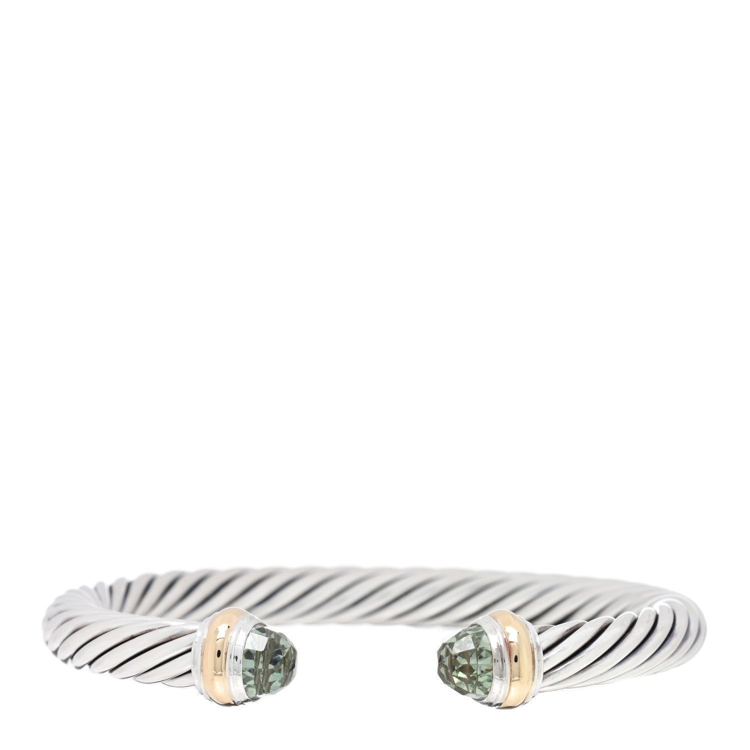 David Yurman Sterling Silver 14K Yellow Gold Prasiolite 7mm Cable Classics Bracelet 1 of 3