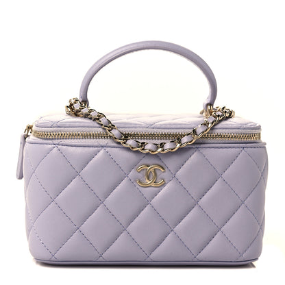 Chanel Lambskin Quilted Small Top Handle Vanity Case With Chain Light Purple 1 of 8