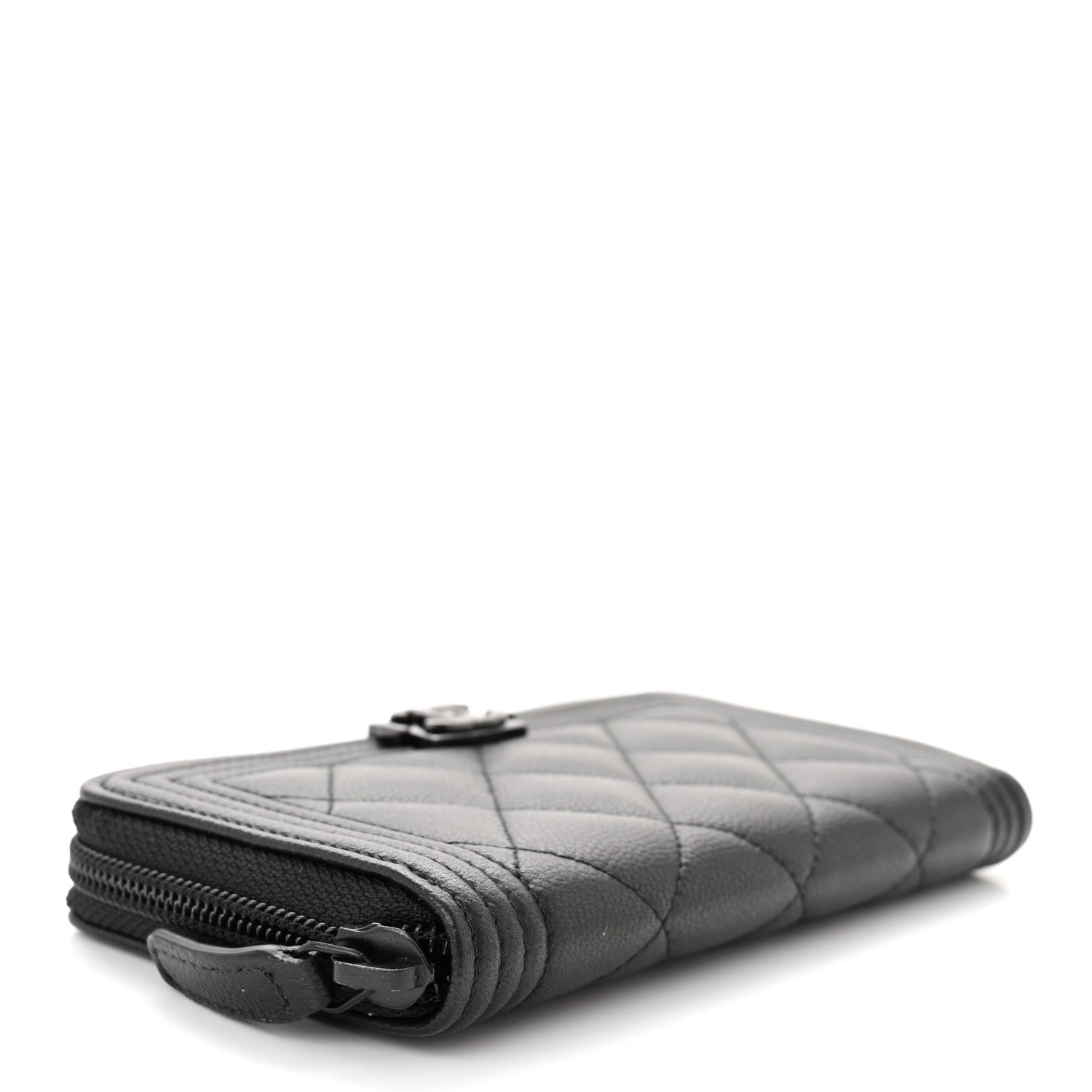 Chanel Caviar Quilted Small Boy Zip Around Wallet So Black 4 of 9
