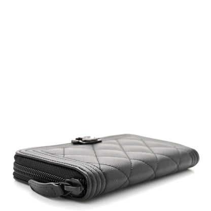 Chanel Caviar Quilted Small Boy Zip Around Wallet So Black 4 of 9