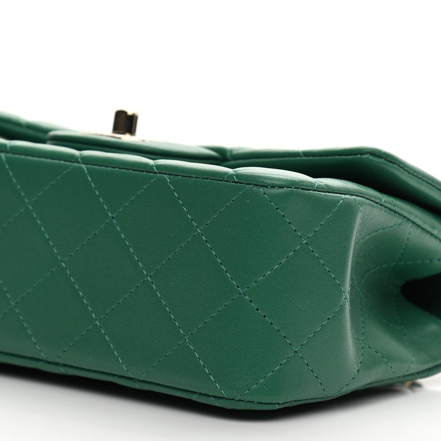 Lambskin Quilted Mini Top Handle Rectangular Flap Green