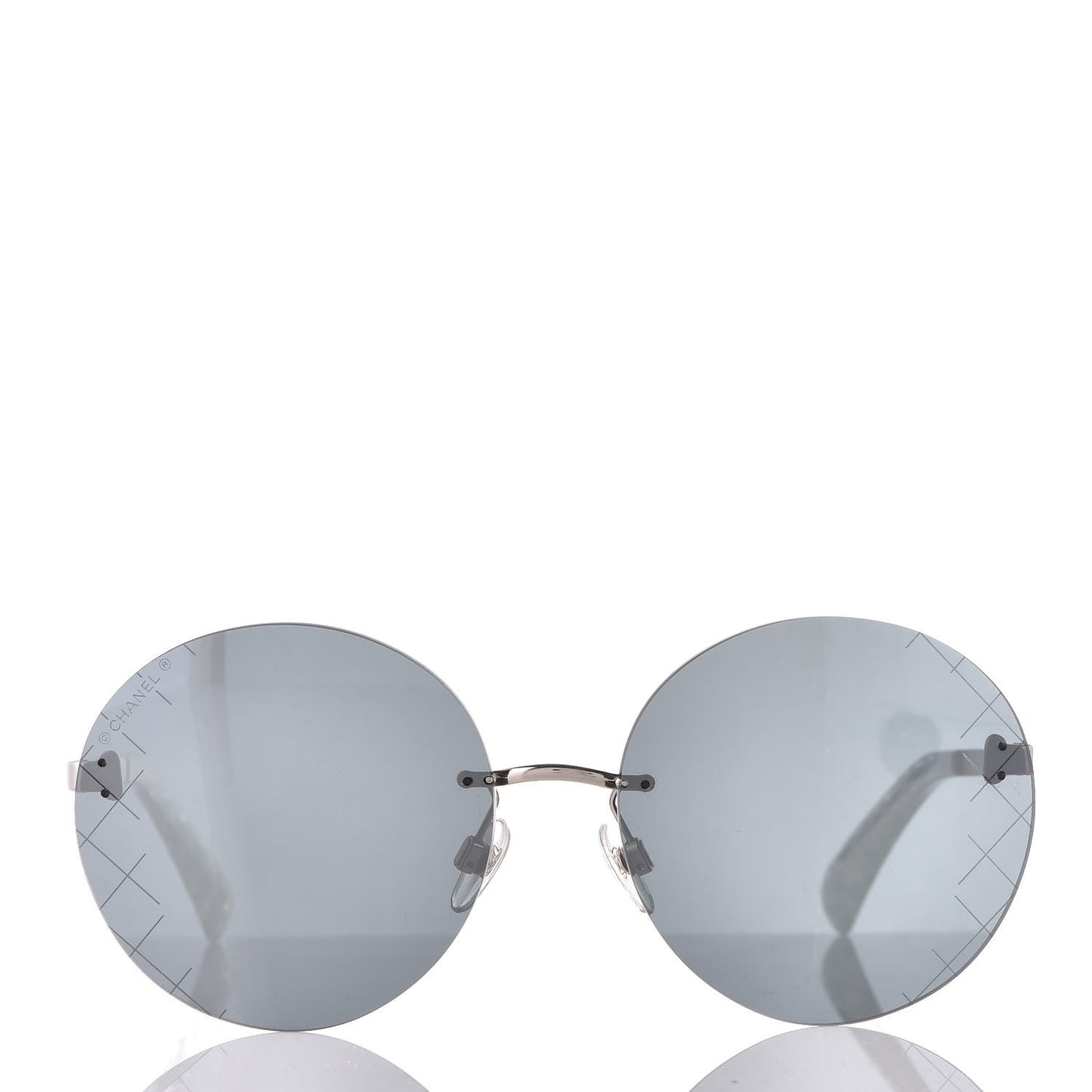 Metal Rimless Round Sunglasses 4216 Silver