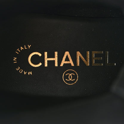 Chanel Fabric Grosgrain CC Combat Short Boots 37.5 Black 8 of 11