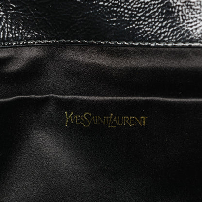 Saint Laurent Textured Patent Monogram Large Belle De Jour Clutch Black 6 of 7