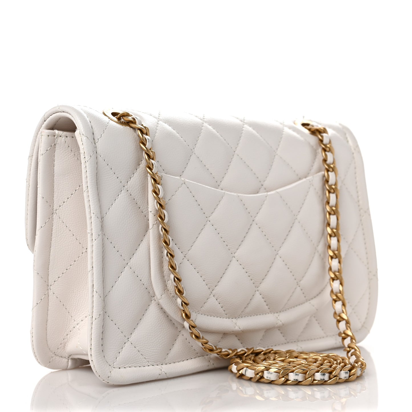 Caviar Quilted Medium Sweet Classic Flap White