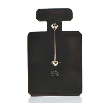 Chanel Resin Pearl Perfume Bottle CC Brooch Black Gold 3 of 5
