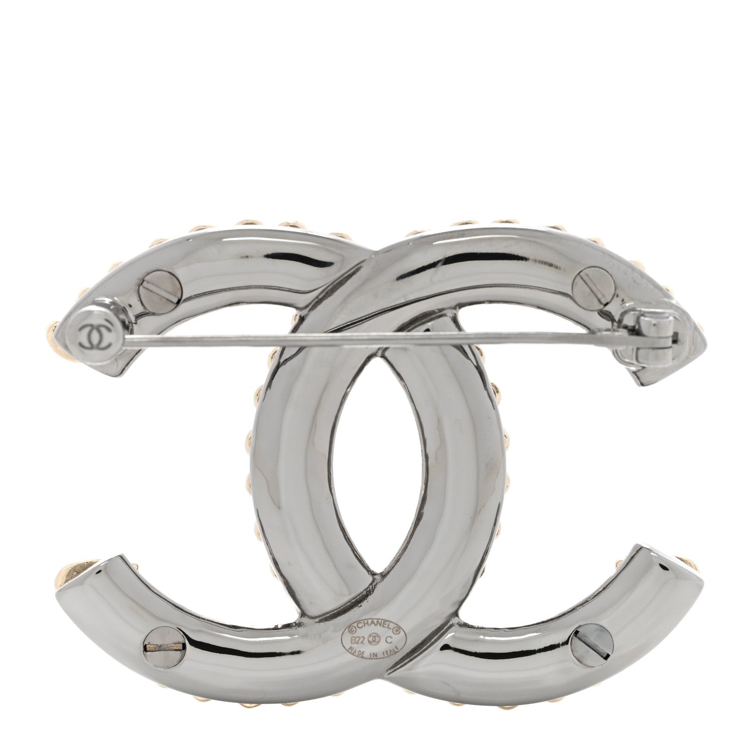 Chanel Metal Ruthenium CC Heart Brooch Gold 3 of 5