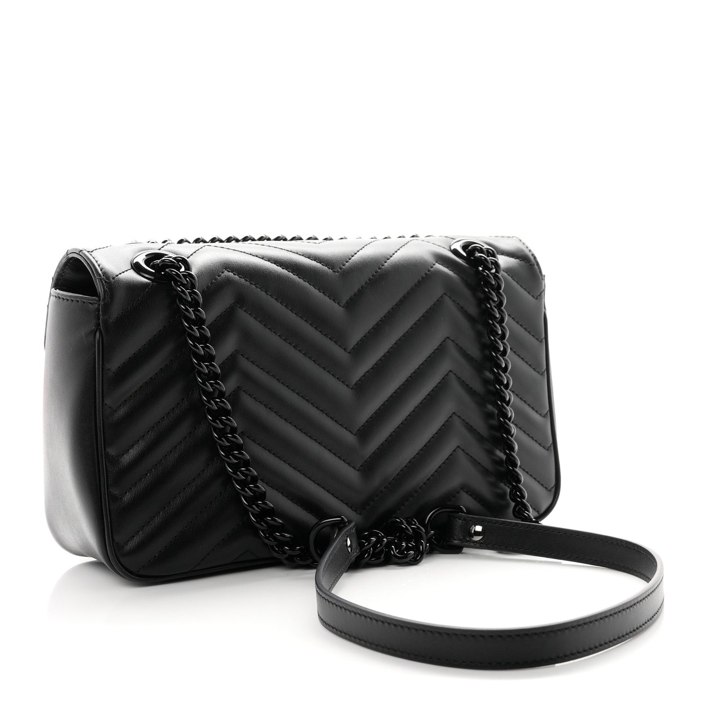 Calfskin Matelasse Monochrome Small GG Marmont Shoulder Bag Black
