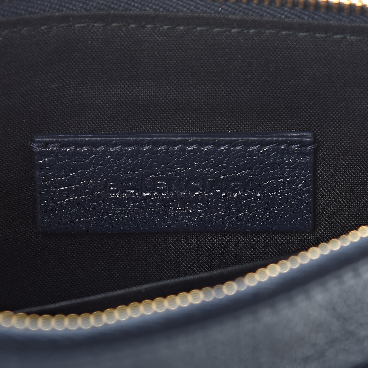 Chevre Gold Metallic Edge Hardware Pouch Bleu Nuit