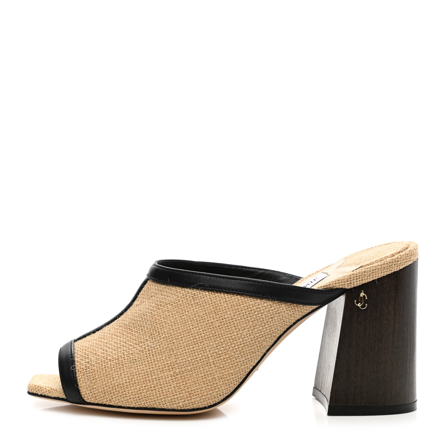 Jimmy Choo Woven Jute Joud 85 Mule Sandals 39.5 Natural Black 1 of 7