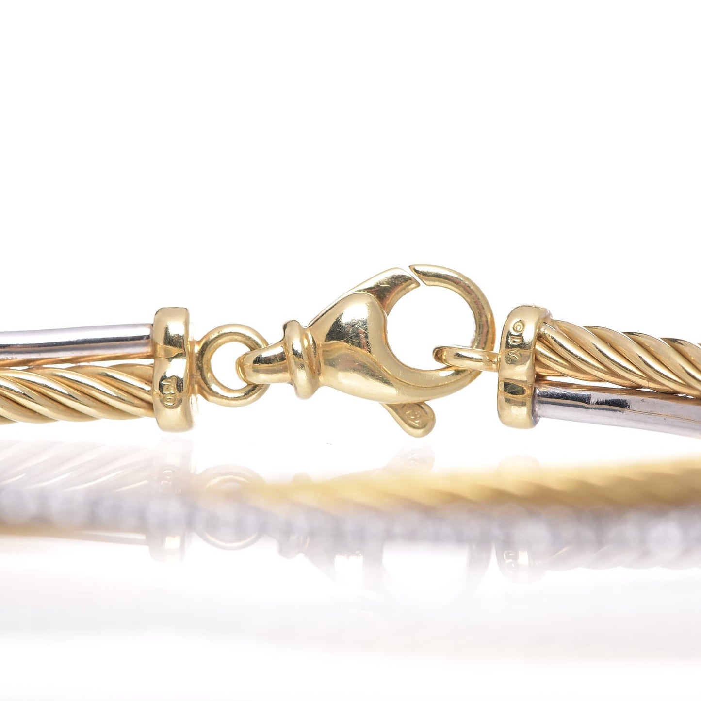 18K White Yellow Gold Diamond Crossover Bracelet