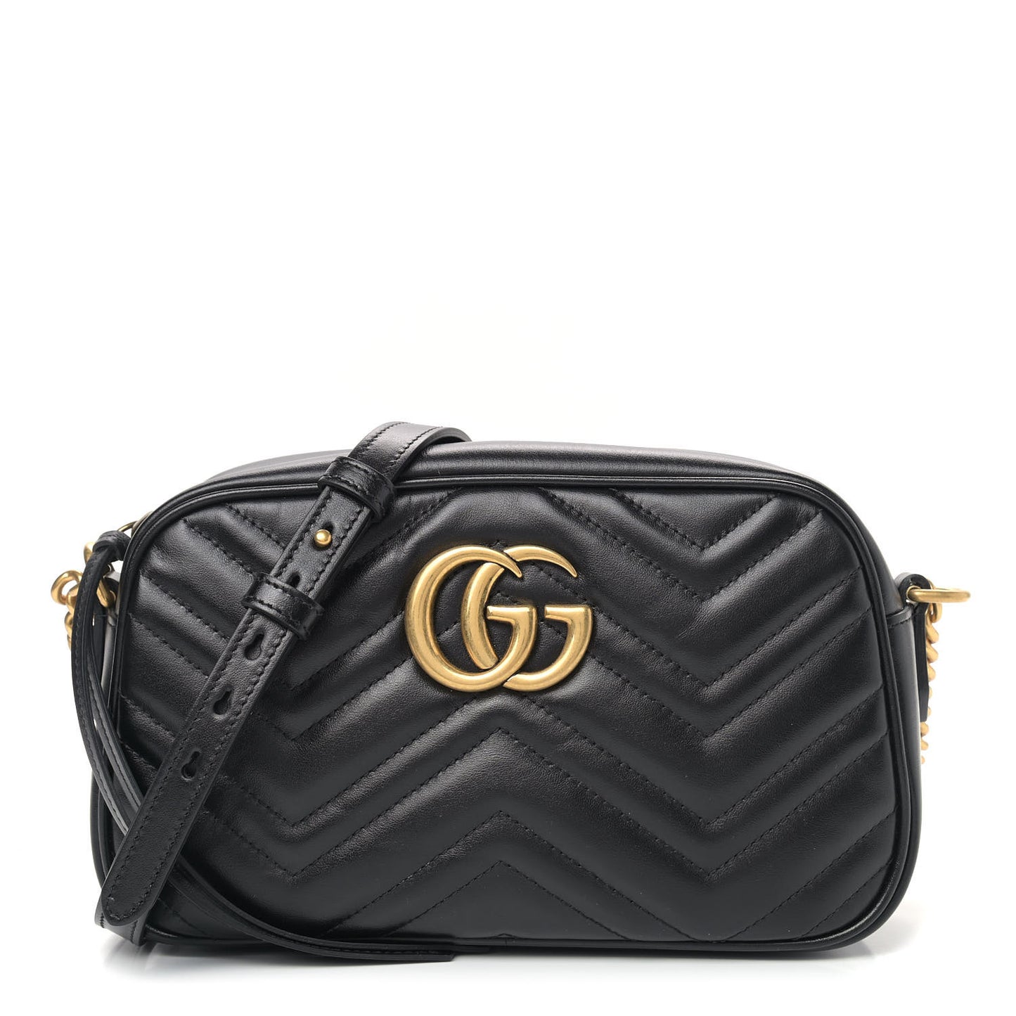 Calfskin Matelasse Small GG Marmont Chain Shoulder Bag Black