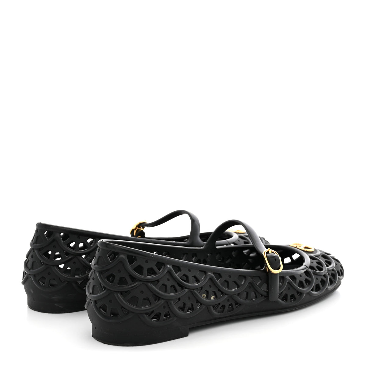 Valentino Garavani Scalloped Rubber VLogo Ondette Ballerina Flats 41 Black 5 of 9