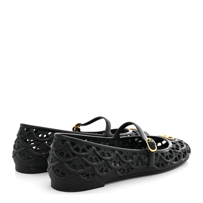 Valentino Garavani Scalloped Rubber VLogo Ondette Ballerina Flats 41 Black 5 of 9