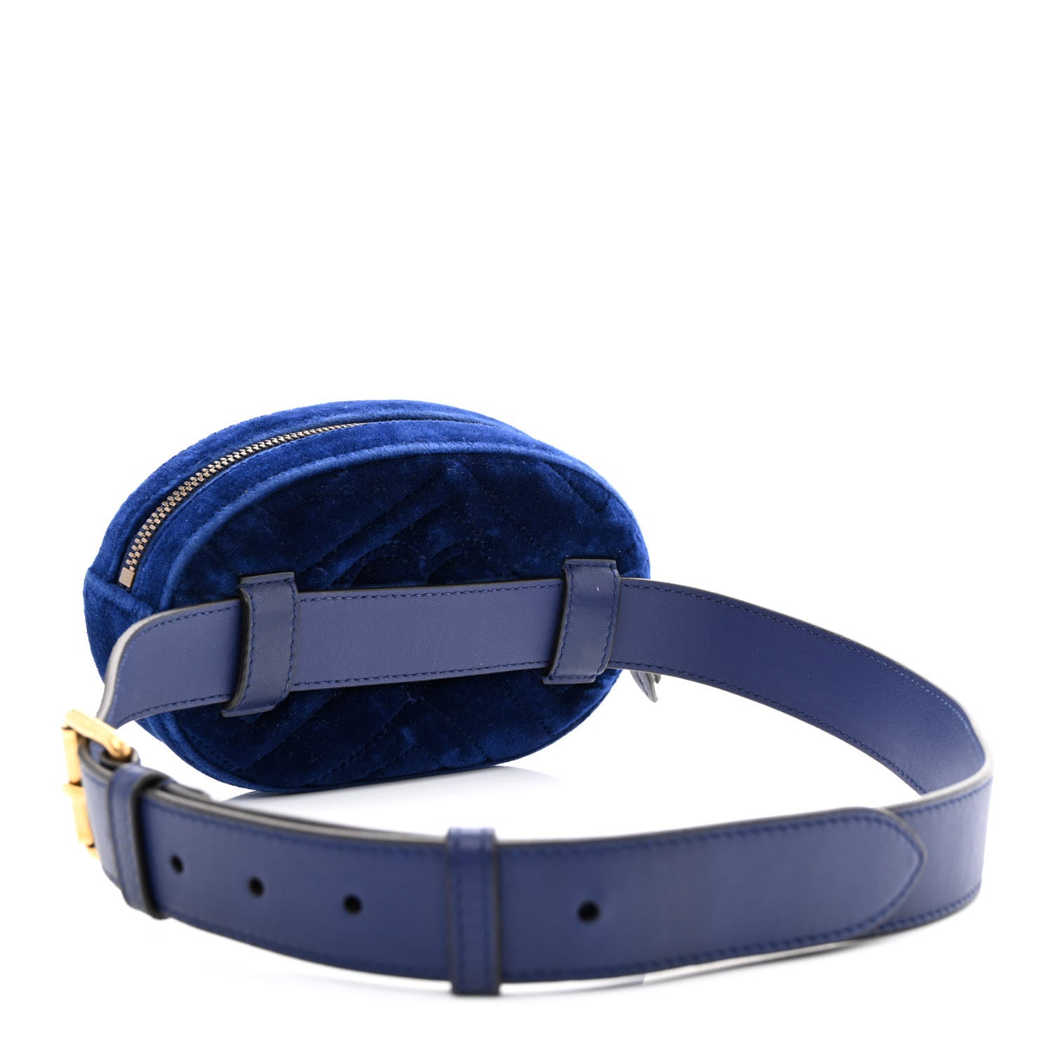 Gucci Velvet Matelasse GG Marmont Belt Bag 85 34 Cobalt Blue 3 of 11