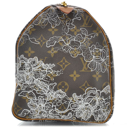 Louis Vuitton Monogram Dentelle Speedy 30 Silver 4 of 9