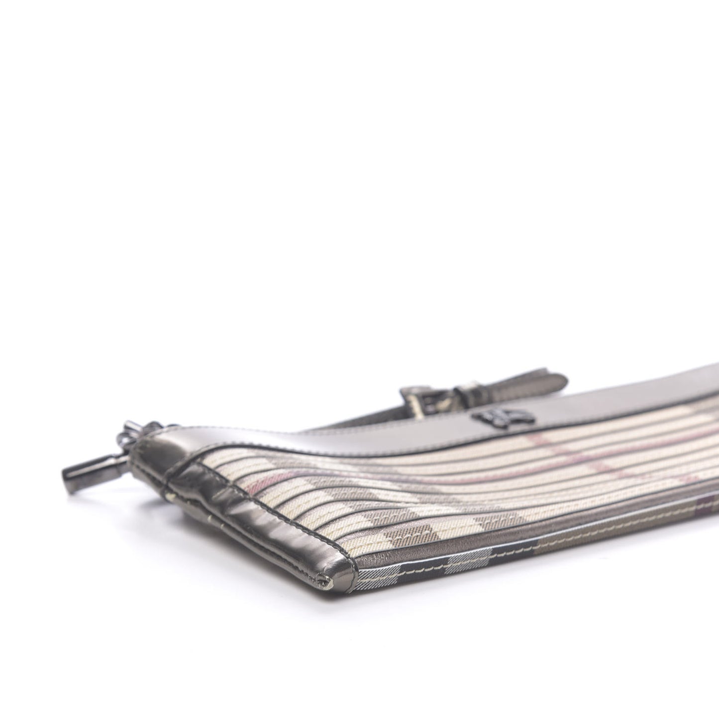 Metallic Patent Calfskin House Check Sliced Ashcombe Clutch